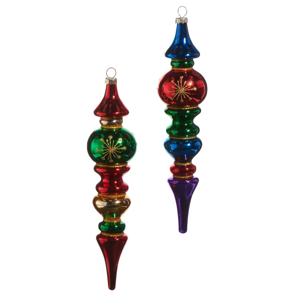 RAZ Imports *SB* 9" Red Blue Green Finial Ornament