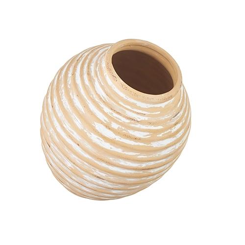 RAZ Imports *SB* 9" Whitewash Ribbed Wall Container
