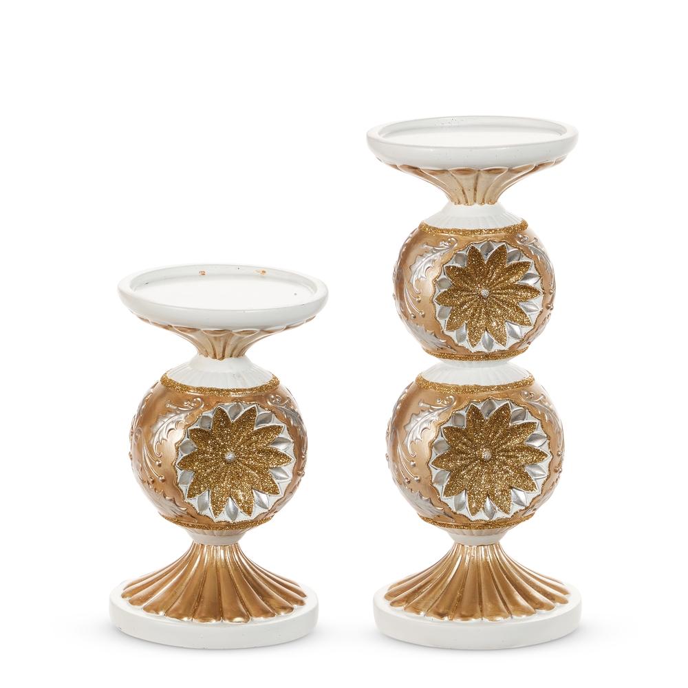 RAZ Imports *SB* 10" Gold and Silver Vintage Candle Holders