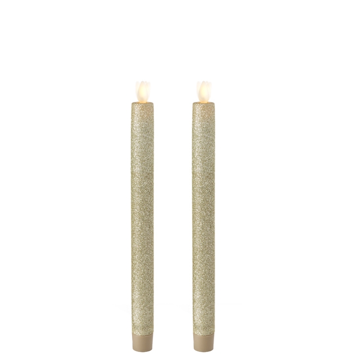 RAZ Imports *SB*10" Moving Flame Glittered Taper Candles
