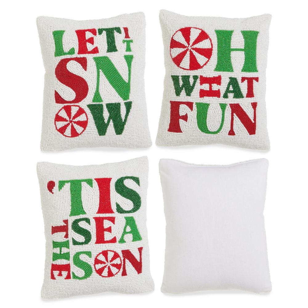 RAZ Imports *SB* 10" Peppermint Merrymaking Beaded Pillow