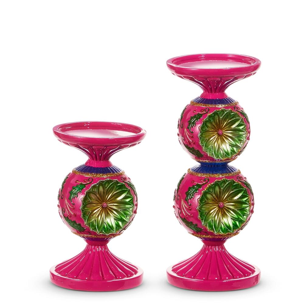 RAZ Imports *SB* 10" Vintage Multicolor Candle Holders