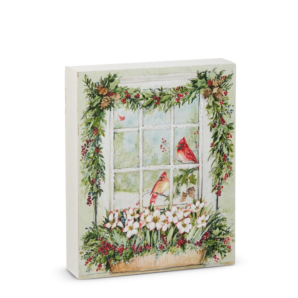 RAZ Imports *SB* 10" Watercolor Holiday Cardinal Block