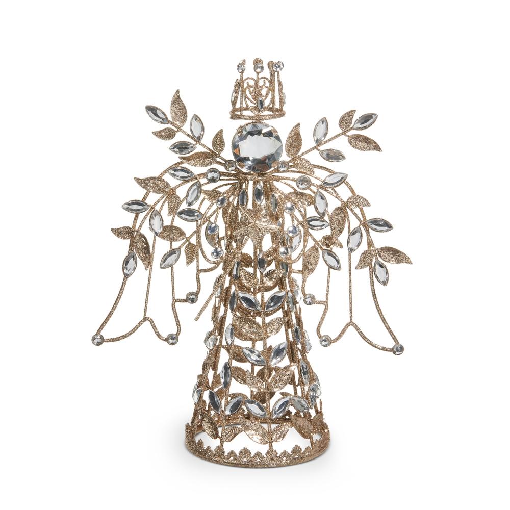 RAZ Imports *SB* 11" Champagne and Clear Jeweled Angel Tree Topper