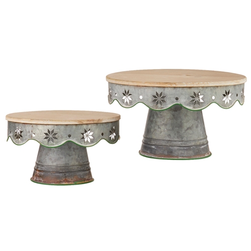 RAZ Imports *SB* 12.25" Snowflake Pattern Galvanized Pedestals