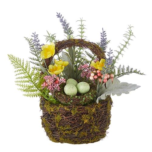 RAZ Imports *SB* 12.5" Spring Basket with Nested Eggs Arrangement