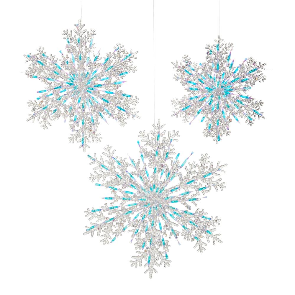 RAZ Imports *SB* 12.5" White Iridescent Snowflake Ornaments