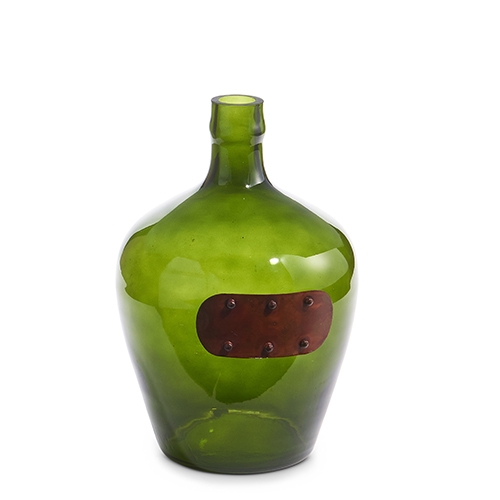 RAZ Imports *SB* 12" Demijohn Vase with Metal Plate Tag