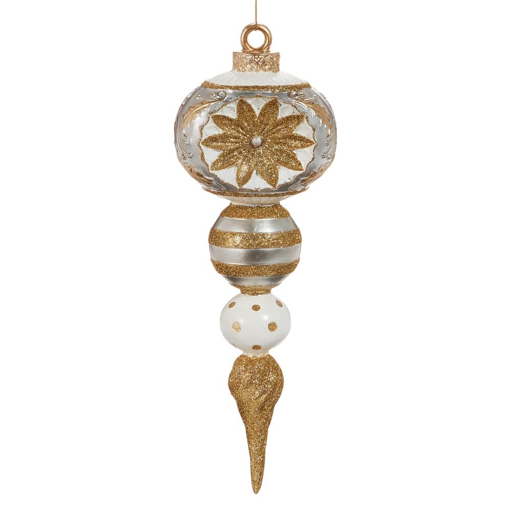RAZ Imports *SB* 12" Gold and Silver Vintage Finial Ornament