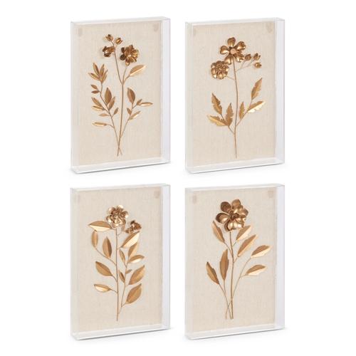 RAZ Imports *SB* 12" Golden Botanical Acrylic Box Wall Art