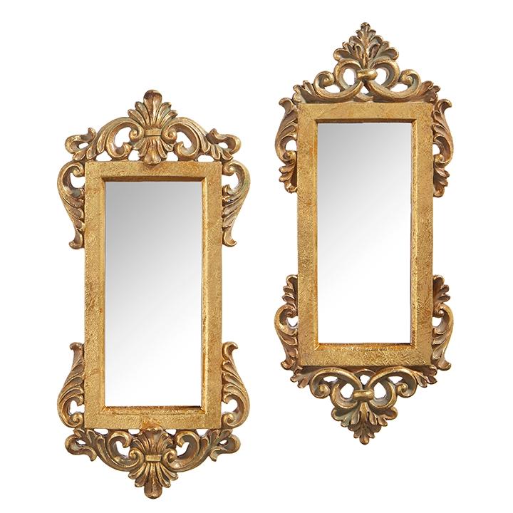 RAZ Imports *SB* 12" Vintage Gold Leaf Rectangle Mirror