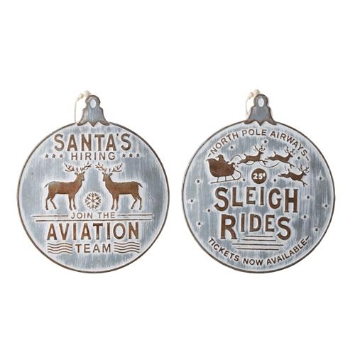 RAZ Imports *SB* 13.5" Santa's Flight School Embossed Metal Wall Ornament