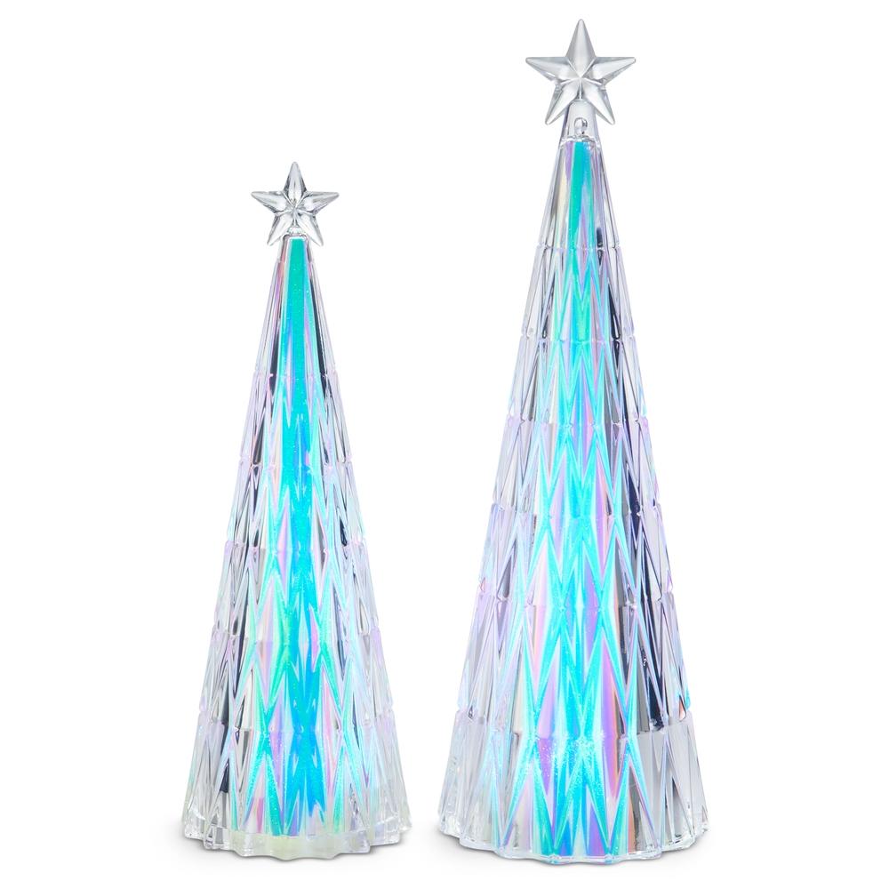 RAZ Imports *SB* 13.75" Lighted Iridescent Geometric Trees