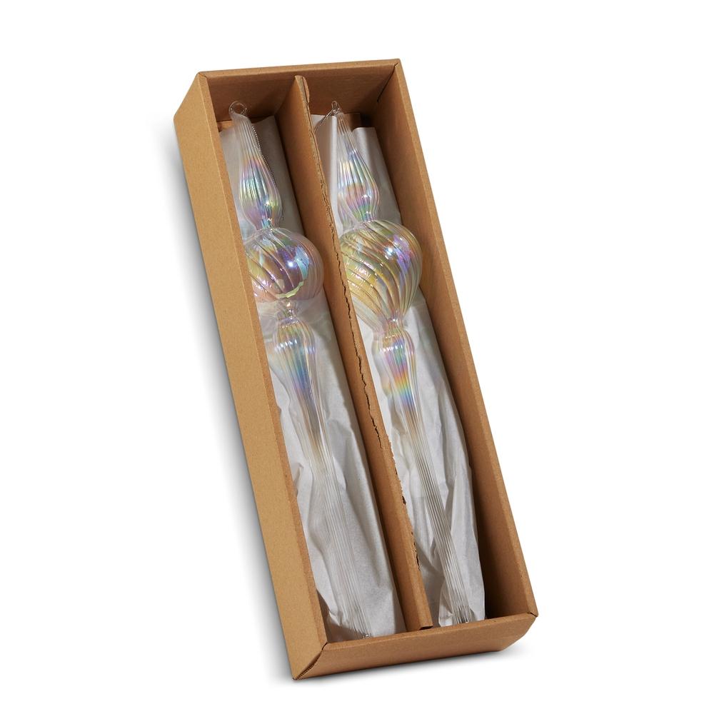 RAZ Imports *SB* 14.5" Box of 2 Iridescent Finial Ornaments