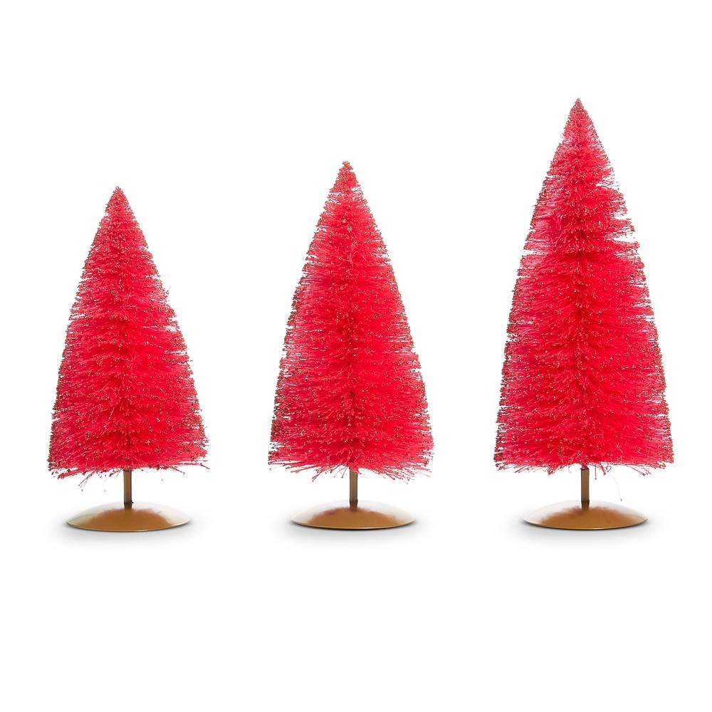 RAZ Imports *SB* 14" Pink Glittered Bottle Brush Trees