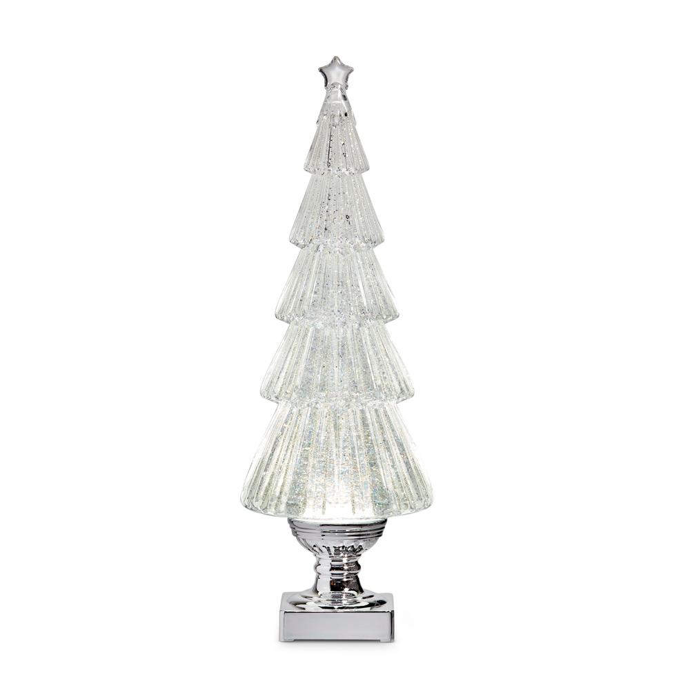RAZ Imports *SB* 16.25" Lighted Flat Tree with Silver Swirling Glitter