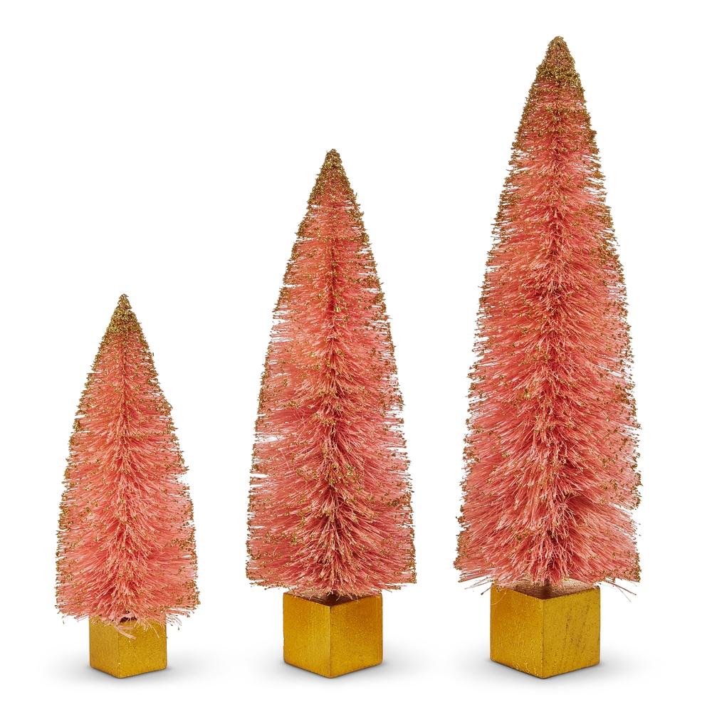 RAZ Imports *SB* 16.5" Pink and Gold Bottle Brush Trees