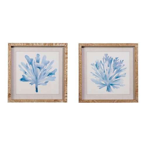 RAZ Imports *SB* 16" Blue Watercolor Coral Framed Wall Art