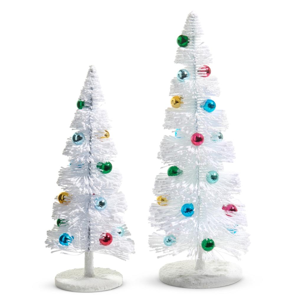 RAZ Imports *SB* 16" Bottle Brush Trees with Multicolor Ornaments