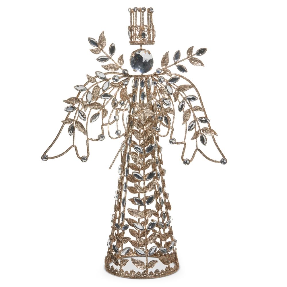 RAZ Imports *SB* 16" Champagne and Clear Jeweled Angel Tree Topper
