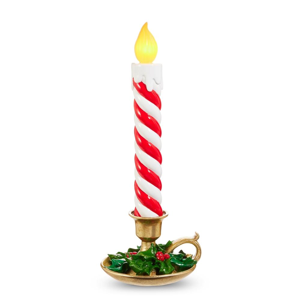 RAZ Imports *SB* 17" Red White Striped Battery Operated Candle