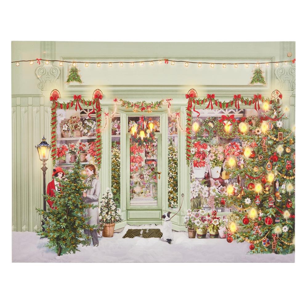 RAZ Imports *SB* 18" Holiday at the Flower Shop Lighted Wall Art