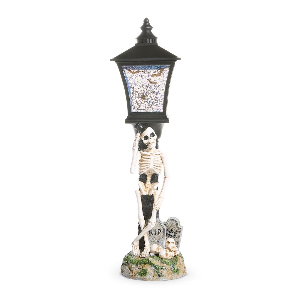 RAZ Imports *SB* 19" Lighted Swirling Glitter and Bats Skeleton Water Lamp Post