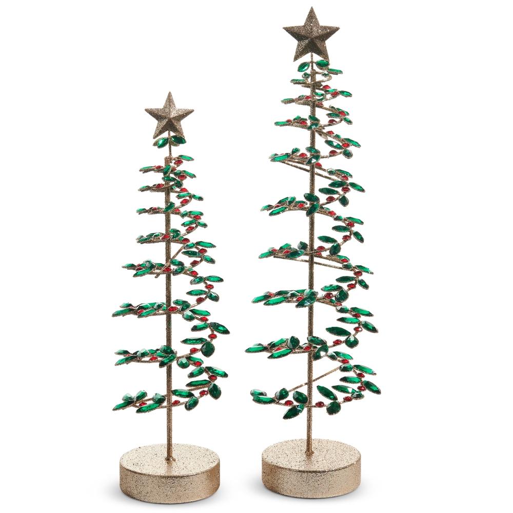 RAZ Imports *SB* 19" Red and Green Jeweled Spiral Trees