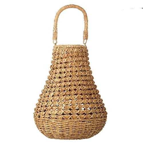 RAZ Imports *SB* 19" Seagrass Handled Lantern with Glass Insert
