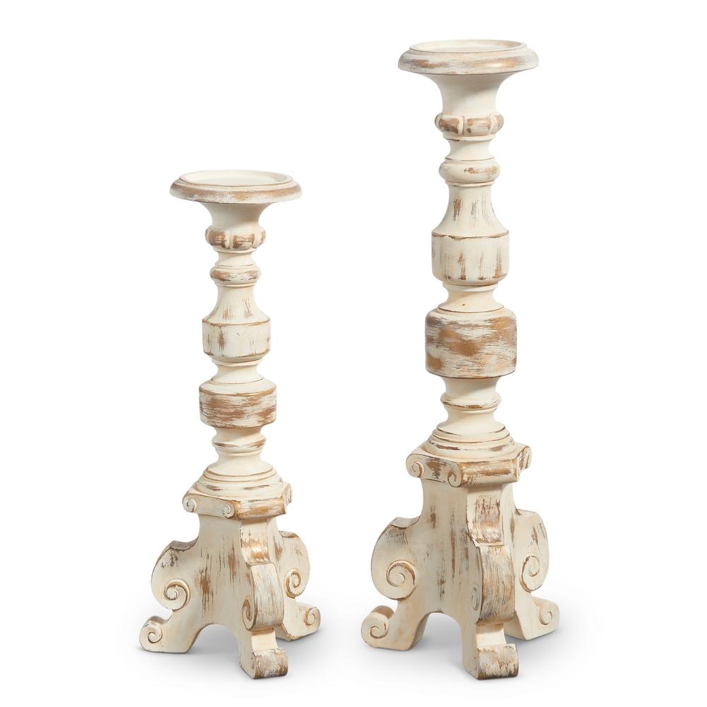 RAZ Imports *SB* 20.5" Ivory with Gold Antiquing Candle Holders