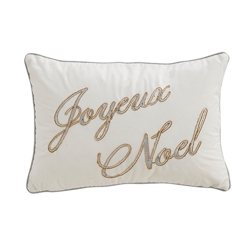RAZ Imports *SB* 20" Joyeux Noel Embroidered Lumbar Pillow