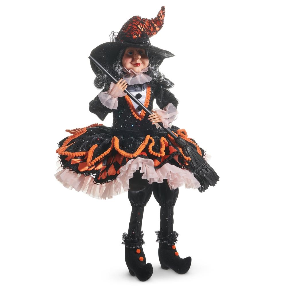 RAZ Imports *SB* 20" Orange and Black Party Dress Witch