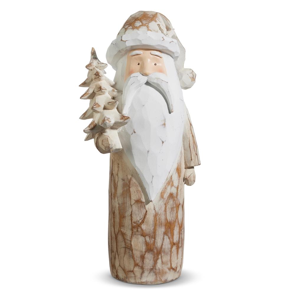 RAZ Imports *SB* 21.5" Natural Distressed Carved Santa