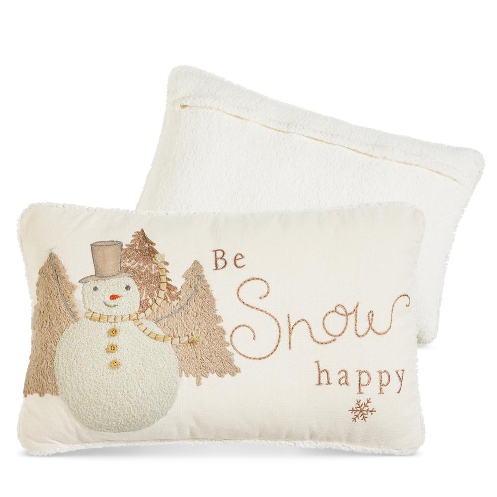 RAZ Imports *SB* 22.5" Whimsical Embroidered Snowman Pillow