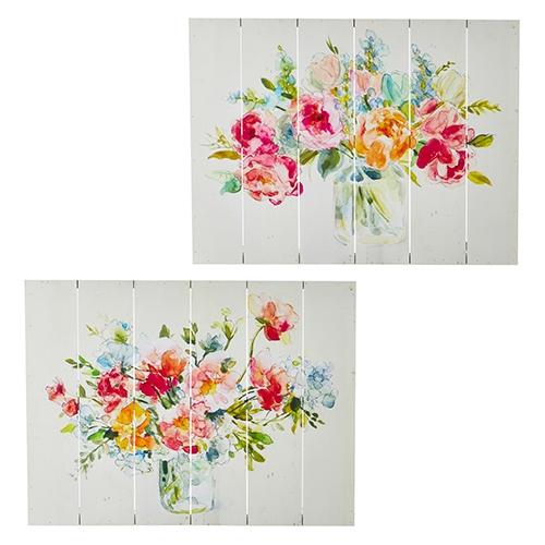 RAZ Imports *SB* 23.5" Floral Bouquet Slat Wood Wall Art