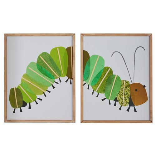 RAZ Imports *SB* 23.85" Caterpillar Framed Diptych Wall Art