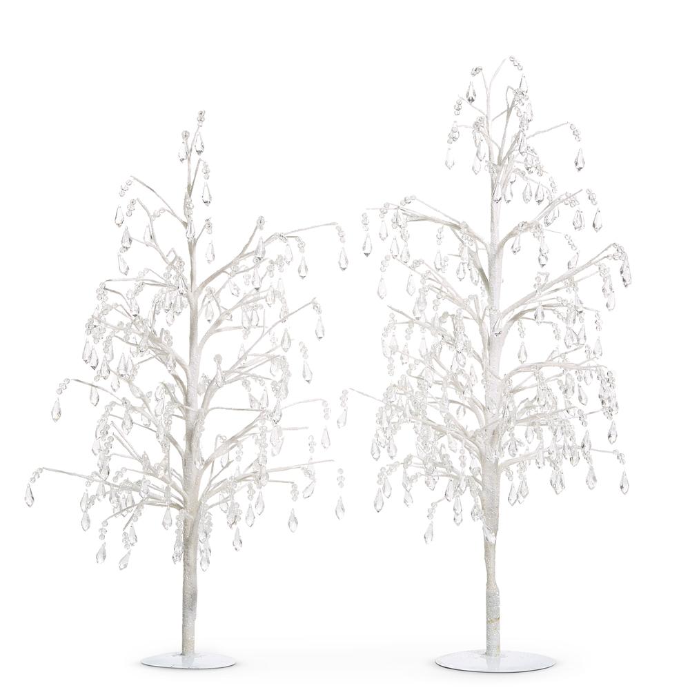 RAZ Imports *SB* 23" Crystal and Silver Bead Dripping Tree