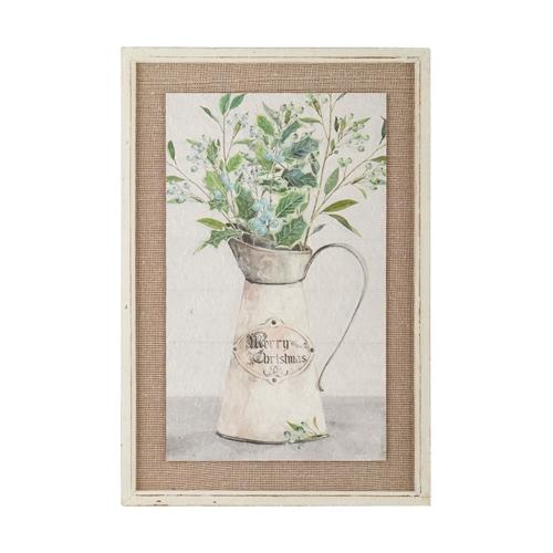 RAZ Imports *SB* 24.5" Merry Christmas Farmhouse Floral Textured Paper with Burlap Fram