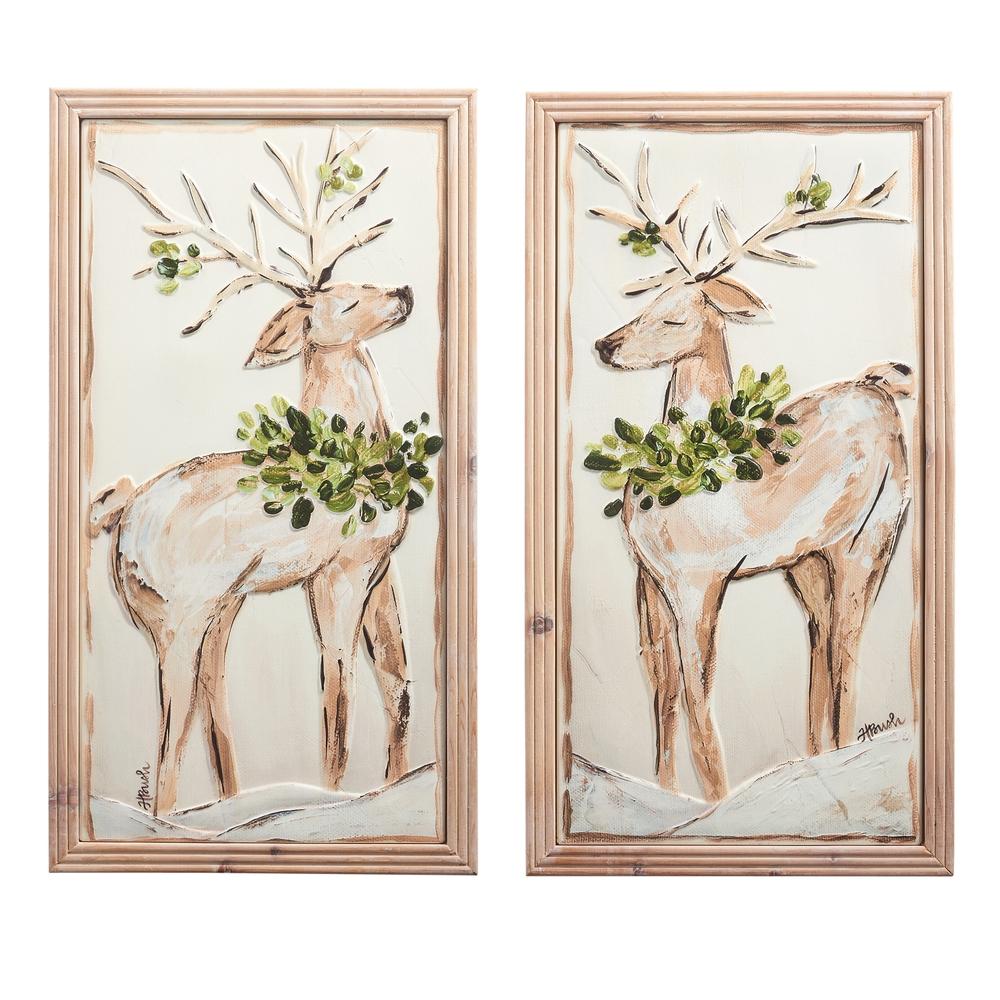 RAZ Imports *SB* 25.25" Deer Stamped Metal Framed Wall Art