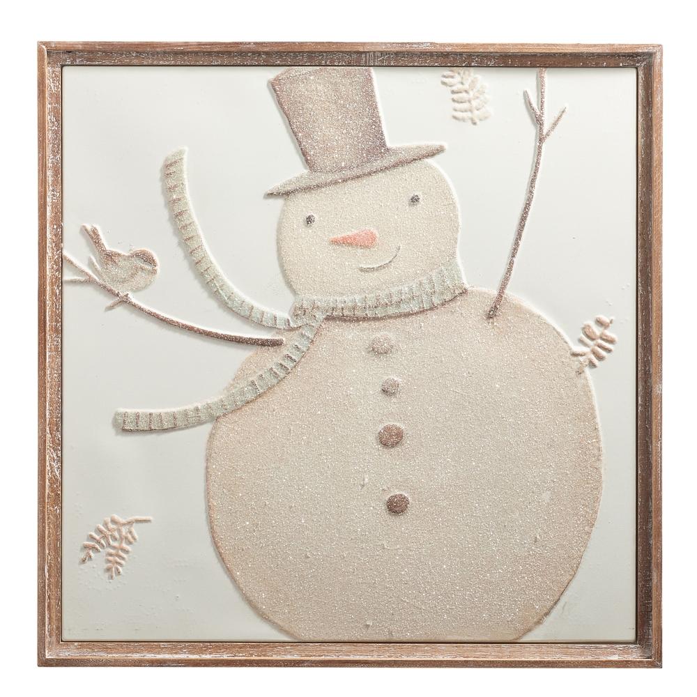 RAZ Imports *SB* 26" Whimsical Snowman Stamped Wall Art