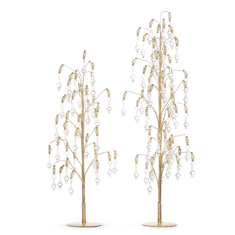 RAZ Imports *SB* 28" Crystal and Gold Bead Dripping Trees