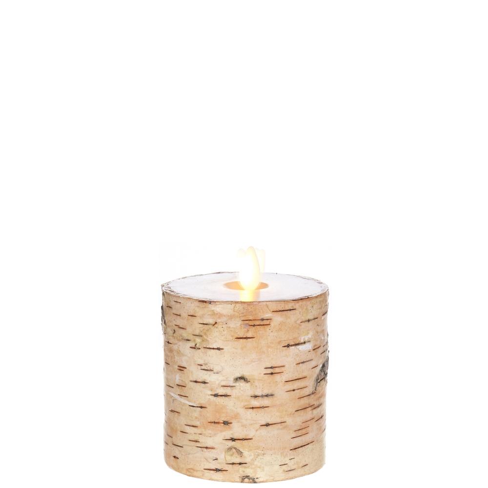 RAZ Imports *SB* 3.25" x 4" Moving Flame Birch Wrapped Pillar Candle