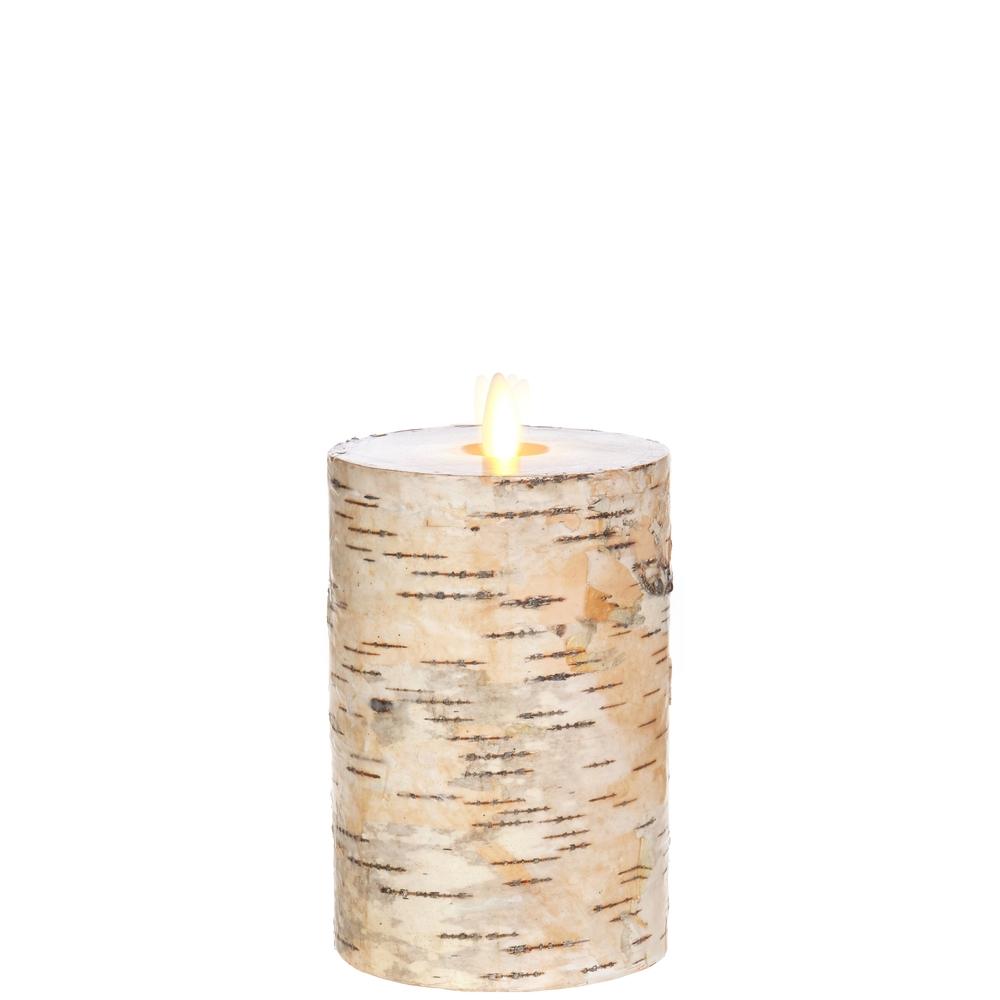 RAZ Imports *SB* 3.25" x 6" Moving Flame Birch Wrapped Pillar Candle