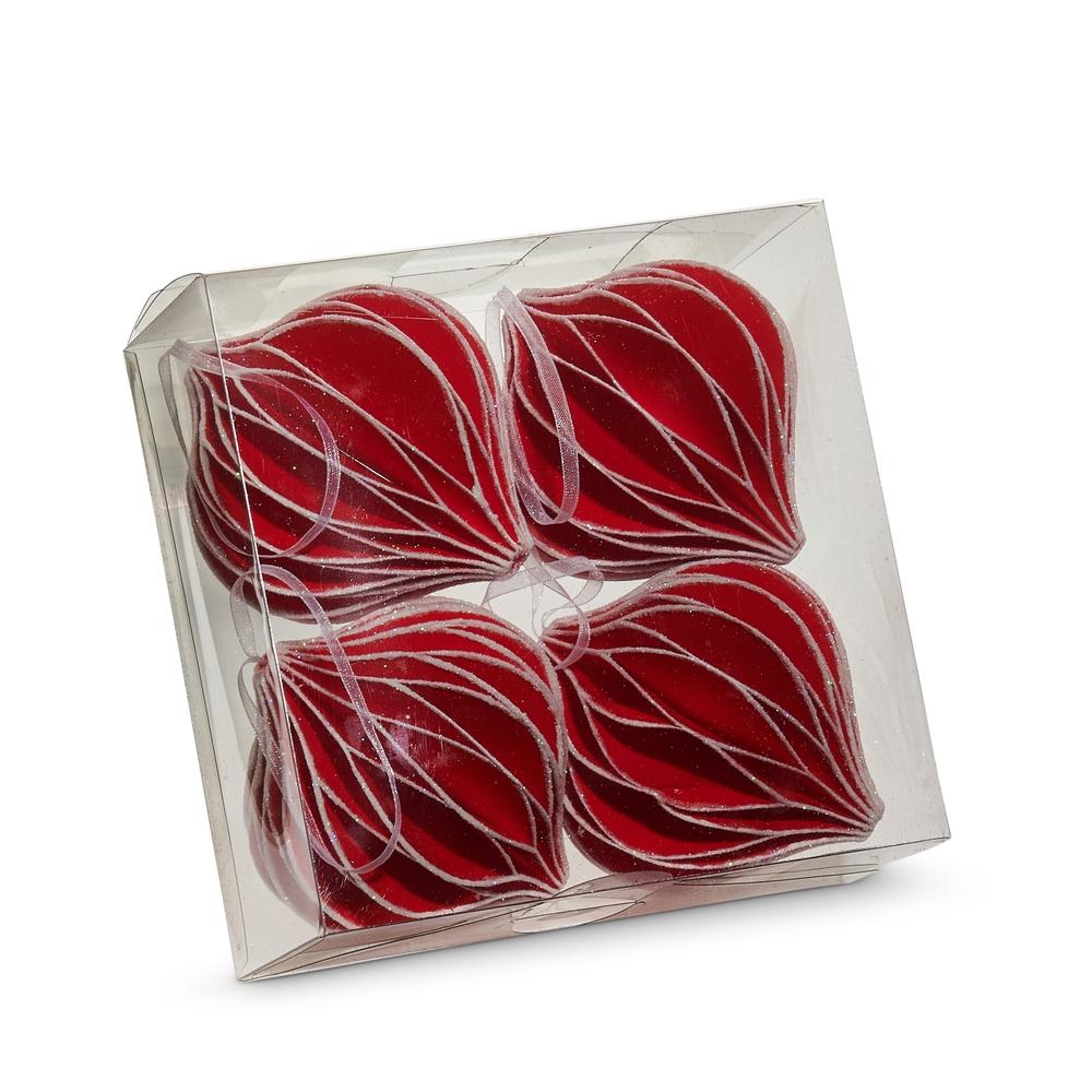 RAZ Imports *SB* 3.5" Box of Red with White Glitter Paper Onion Ornaments