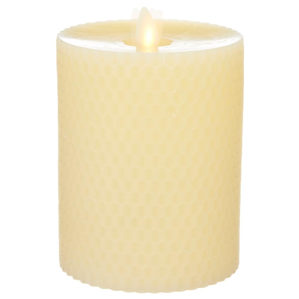 RAZ Imports *SB* 3.5" x 5" Moving Flame Honeycomb Pillar Candle