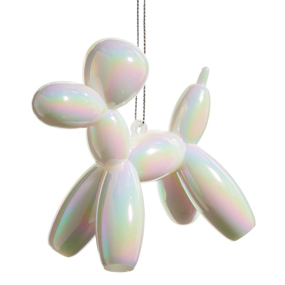 RAZ Imports *SB* 3.75" White Iridescent Balloon Dog Ornament