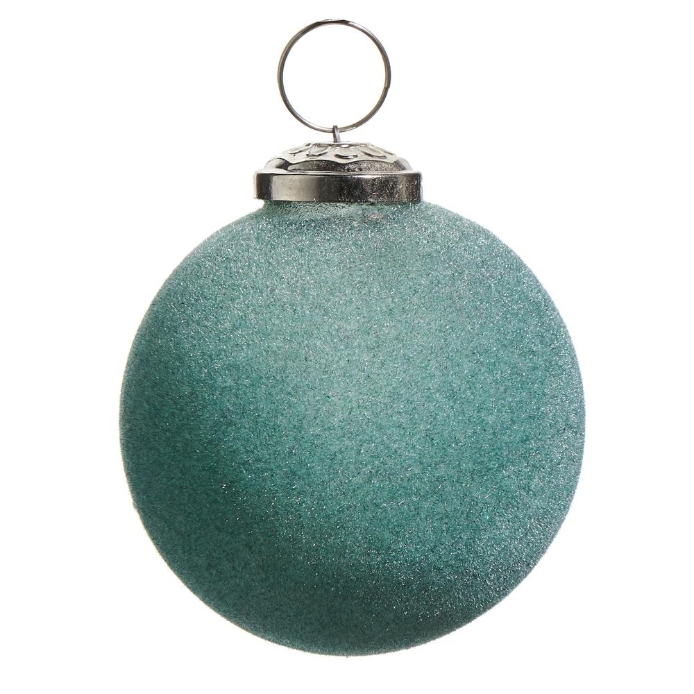 RAZ Imports *SB* 3" Seafoam Green Flocked Ball Ornament