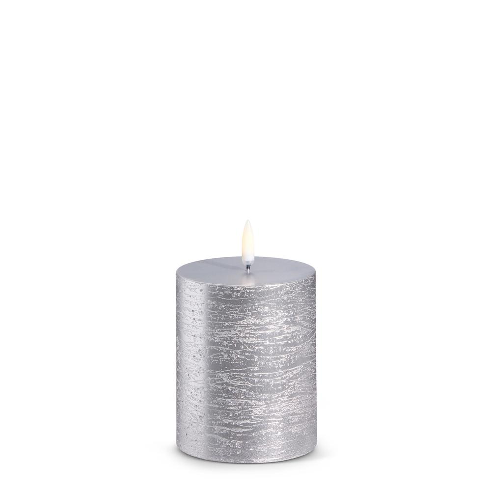 RAZ Imports *SB* 3" X 4" Uyuni Rustic Silver Pillar Candle