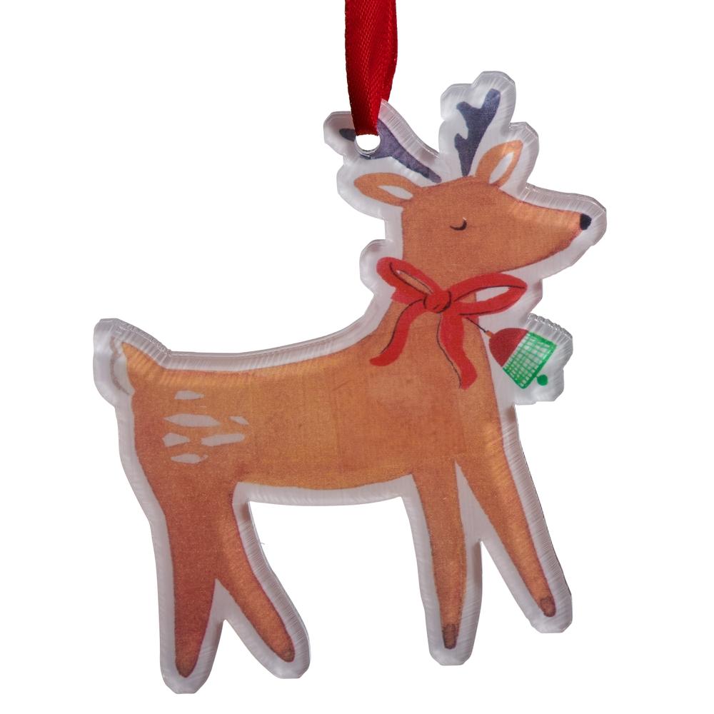 RAZ Imports *SB* 4.5" Spirited Medley Reindeer Acrylic Ornament