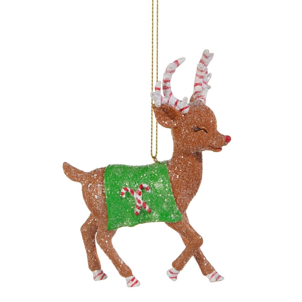 RAZ Imports *SB* 4.75" Peppermint The Reindeer Ornament